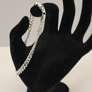 New 7.5  925  Italy Sterling Silver Figaro Chain Bracelet - Silver